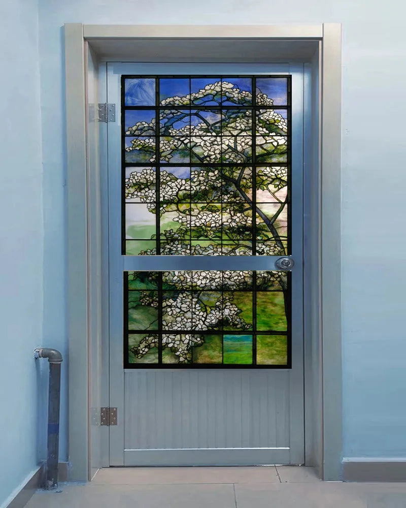 European Church Style Glass Film Stained Window Films Opaque Frosted Static Cling Privacy Custom Size Stickers Dogwood