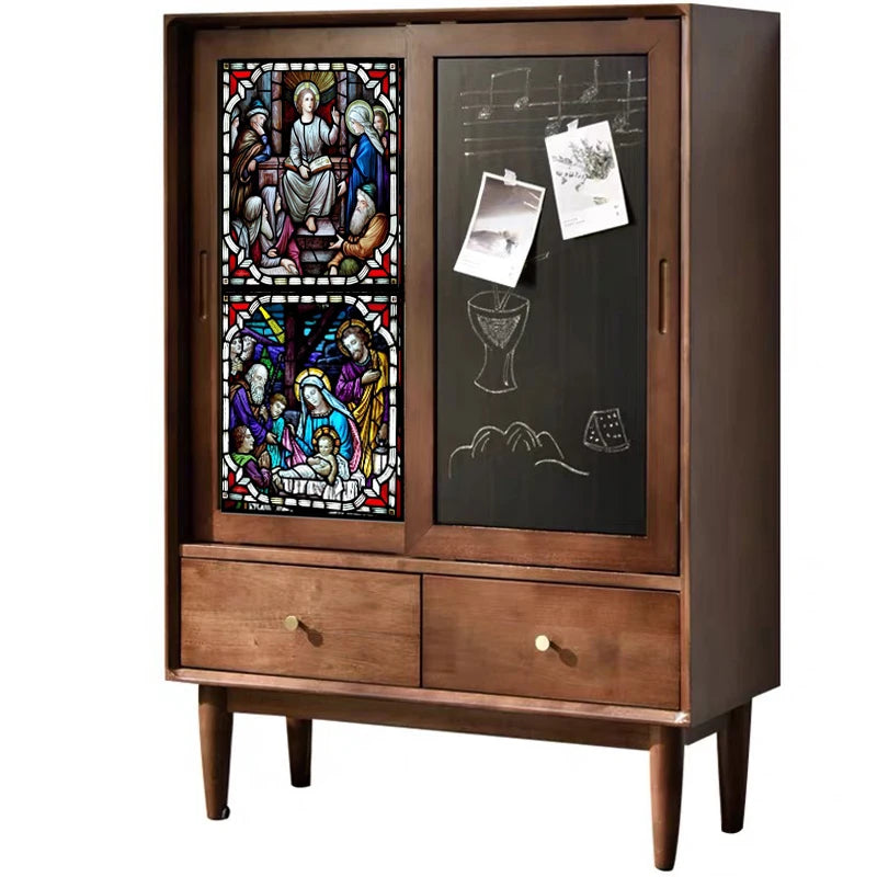 Custom Stained Glass Window Film,PVC Self-Adhesive Window Films,Retro Church Jesus Home Decor Foil Stickers Window treatment