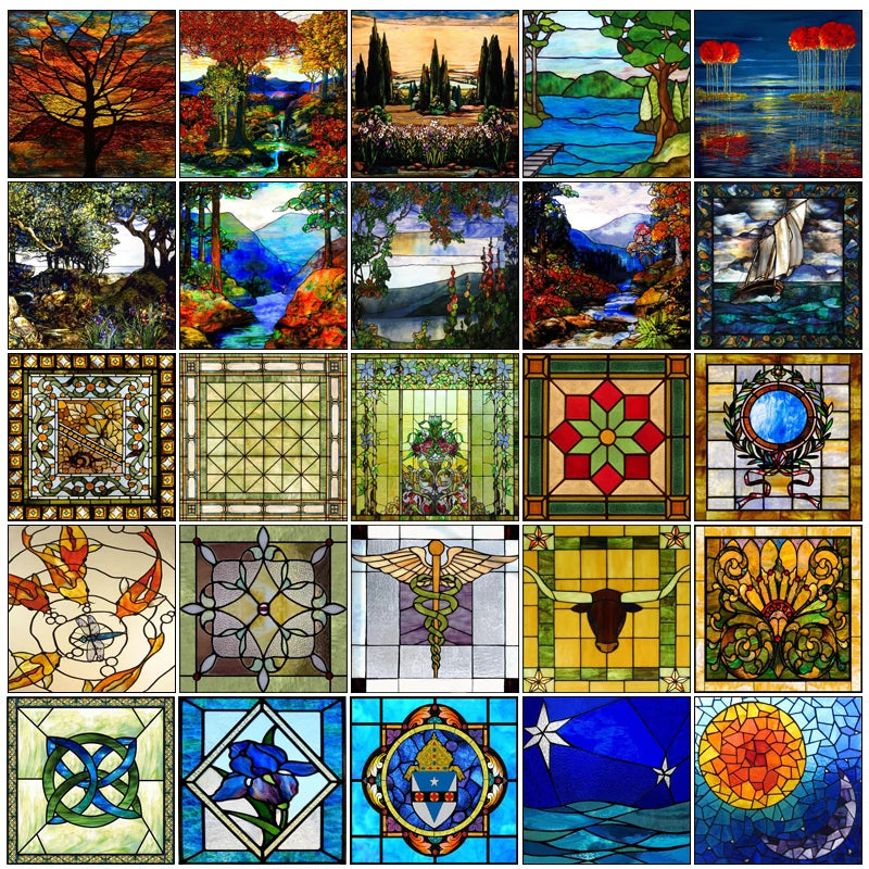 Window Film Stained Glass Films Frosted Privacy Static Cling Retro Sticker For Bathroom Cabinet Door Home Decor Skylight Covers