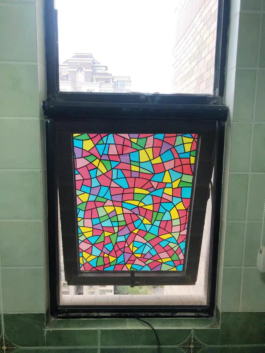 Stained Glass Films Window Film Self adhesive Frosted Opaque Privacy Glass Window Films Church Mosaic Pattern Stickers