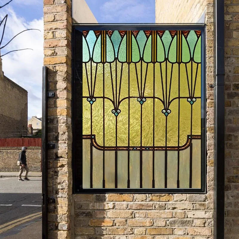 Custom Size Stained Glass Window Film Frosted Privacy Static Cling Retro Prairie Style Stickers Shower Bathroom Office Home Deco
