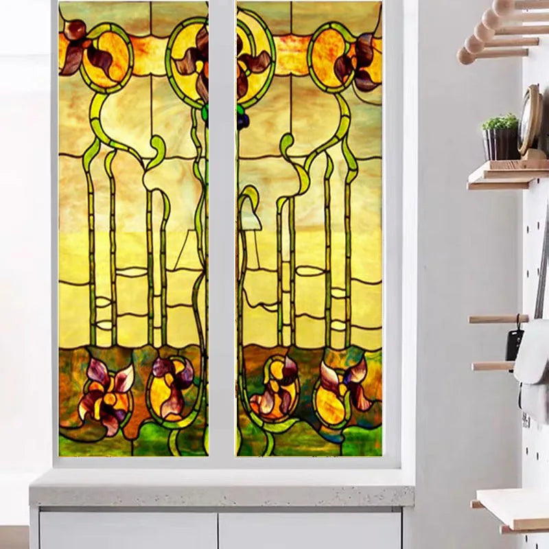 Custom Static Cling Frosted Stained Glass Window Film, PVC Self-Adhesive Window Films,Church Home Door Stickers