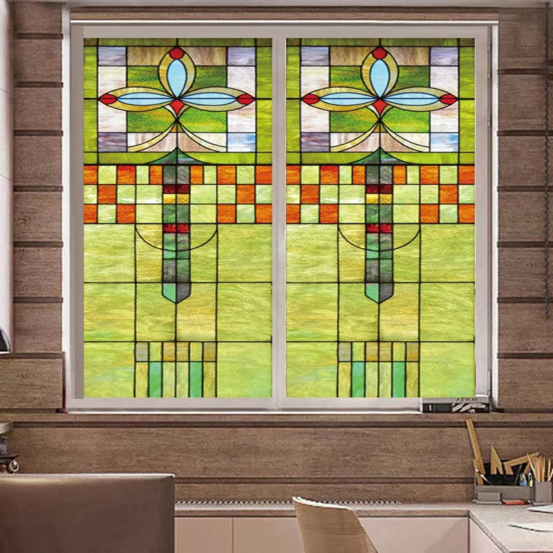 Custom Glass Window Film, Electrostatic Frosted Stained PVC Self-Adhesive Window Films,Church Home Foil Rose Window Stickers