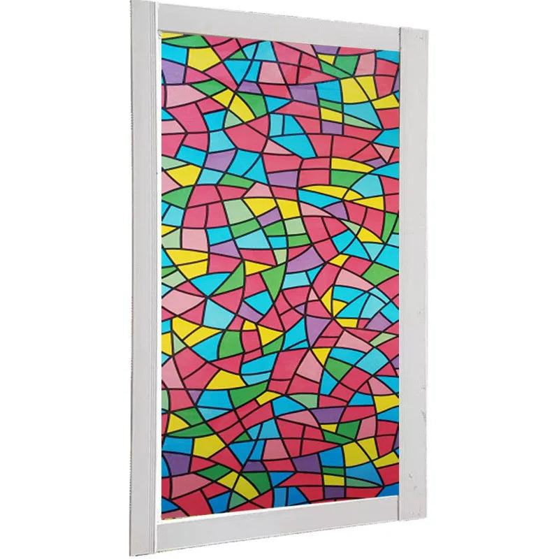 Stained Glass Films Window Film Self adhesive Frosted Opaque Privacy Glass Window Films Church Mosaic Pattern Stickers