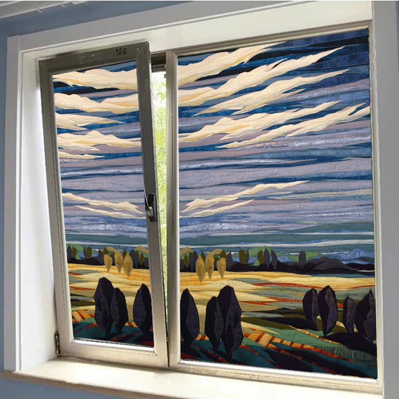 Art Glass Film Stained Window Stickers Opaque Self Adhesive/Static Cling Home Decor Privacy Terrace Scenery Poster Custom Size