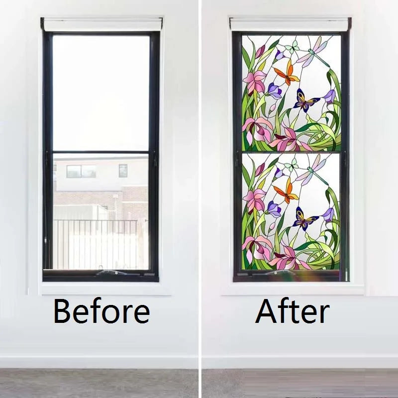 Custom size Stained Glass Wndow Film,PVC Self-Adhesive Window Films,Decor Foil Stickers Window Treatment For Square Glass Door