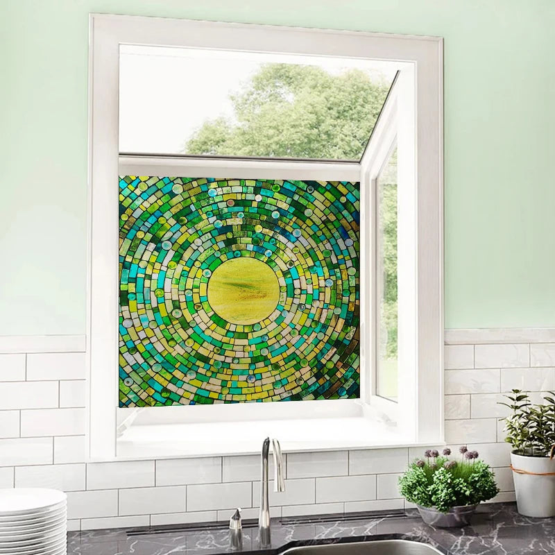 Custom size Matte Window Film Stained Glass Decorative Uv Window Sticker Privacy Frosted Static Cling Window Decal for Glass