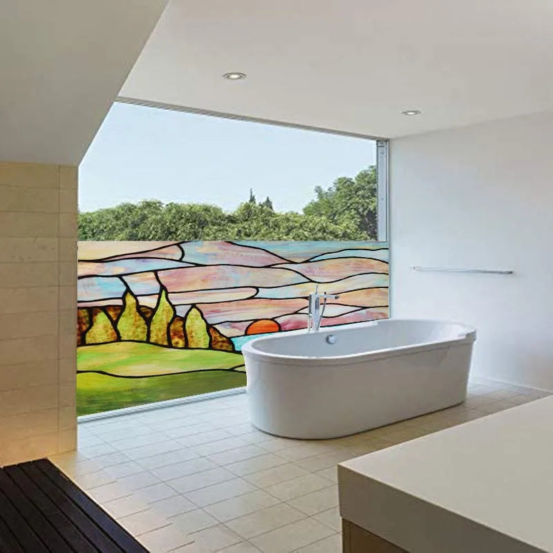 Custom size Window Film Stained Glass Decorative Window Sticker Privacy Frosted Static Cling Home Decal for Glass Door