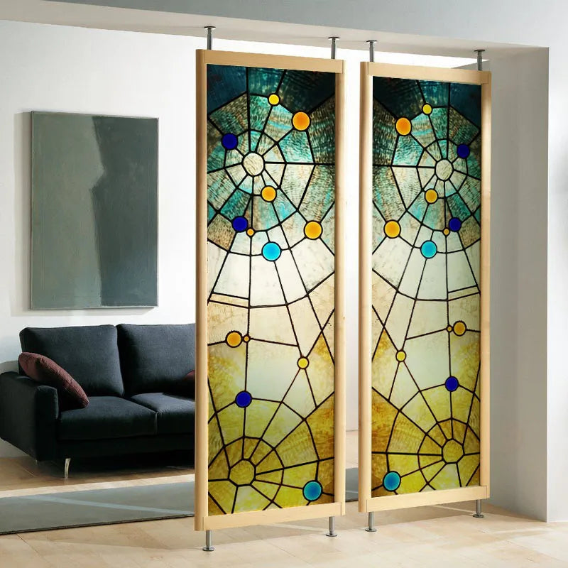 Custom size Window Film Stained Glass Films Frosted Privacy Retro European Church Style Colorful Door Sticker Shower Bathroom