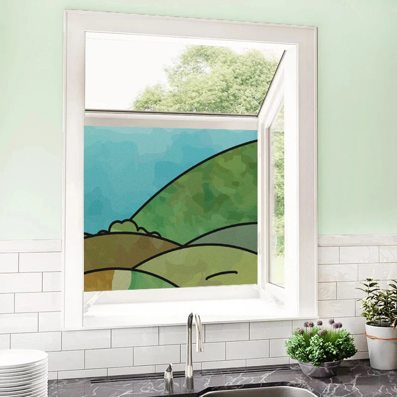 Privacy Window Film Static Clings Stained Glass Non-Adhesive Anti-UV Protection Heat Control Door Stickers for Home