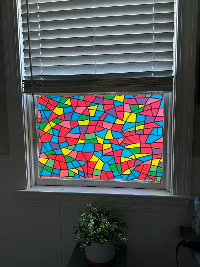 Stained Glass Films Window Film Self adhesive Frosted Opaque Privacy Glass Window Films Church Mosaic Pattern Stickers