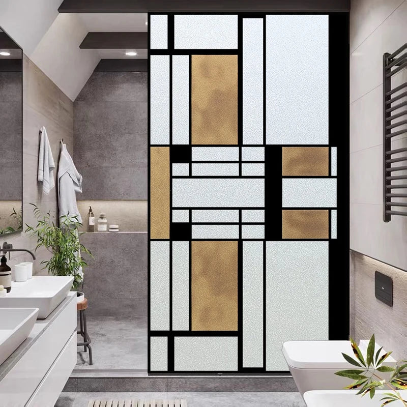 Custom Size Stained Glass Window Film Frosted Privacy Static Cling Retro Prairie Matte Sticker Bathroom Door Office Home Decor