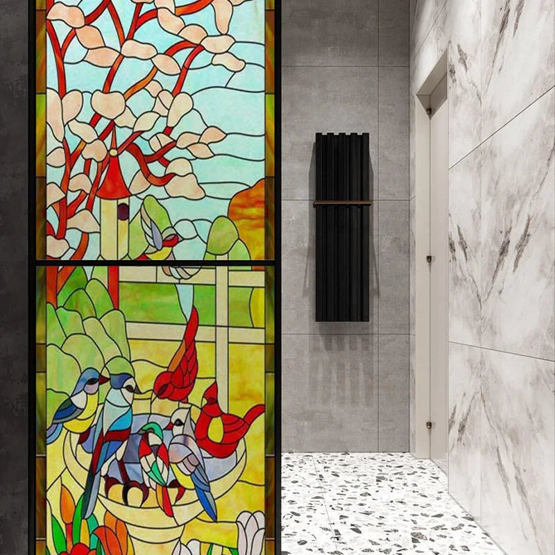 Customized Window Film,Frosted Stained Glass Films,Church Static Cling,Privacy Retro Sticker,For Kitchen Office Home Decor
