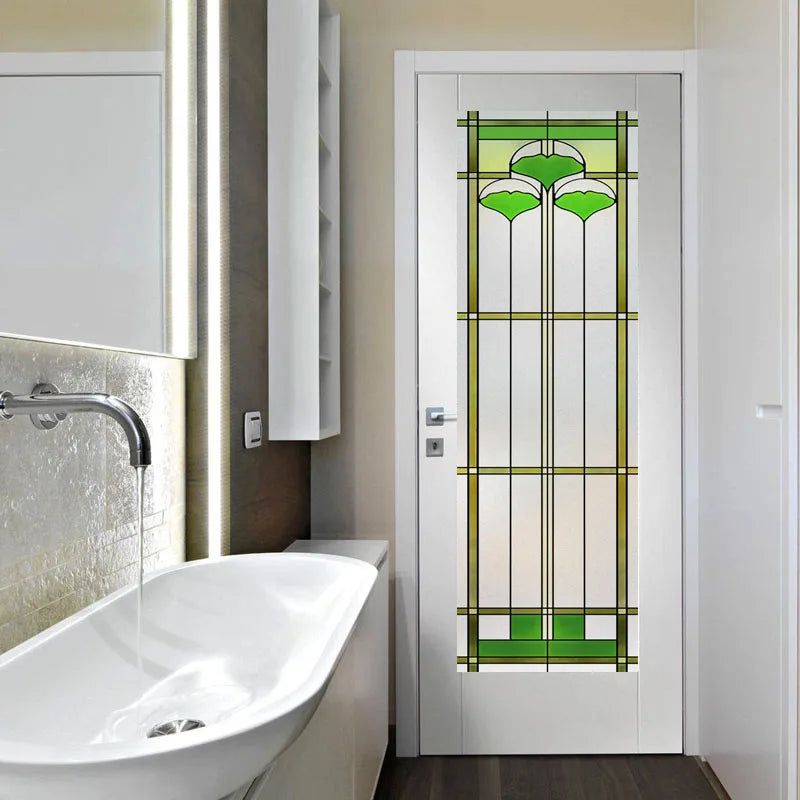 Custom Size Stained Glass Window Film Frosted Privacy Static Cling Retro Prairie Matte Door Sticker Bathroom Office Home Decor
