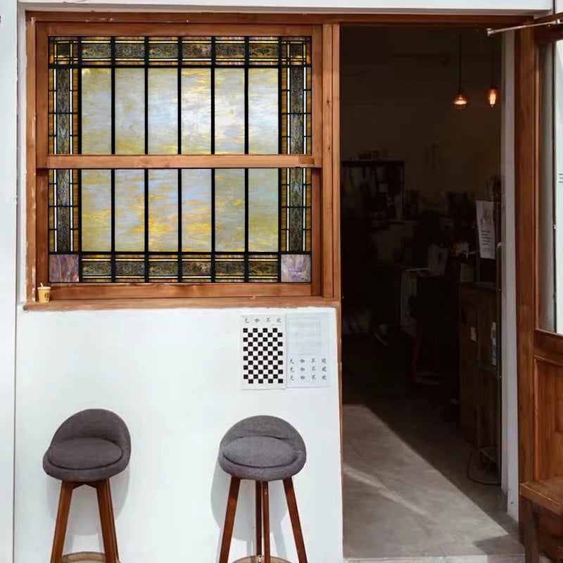 Custom size Window Film Stained Glass Films Square Window Sticker Privacy Frosted Static Cling Home Decal for Glass Door Office