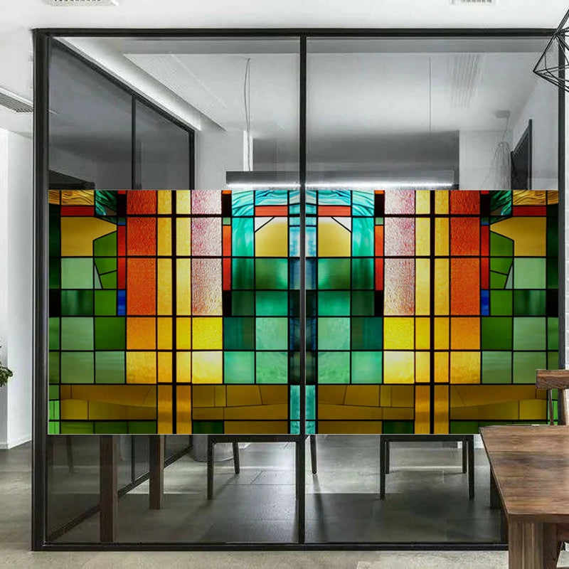 Window Film Stained Glass Films Frosted Privacy Static Cling Retro Stickers For Bathroom Cabinet Door Home Decor Skylight Covers