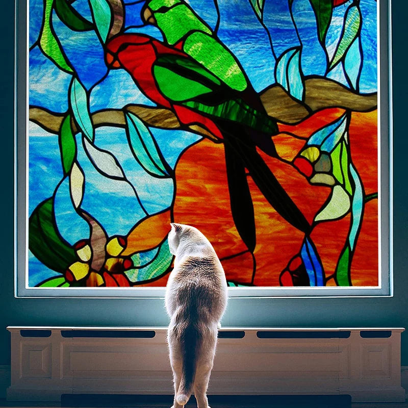 Custom size Stained Glass Film,3D Frosted Static Cling Window Films,Decor Foil Stickers Window Treatment For Square Glass Door