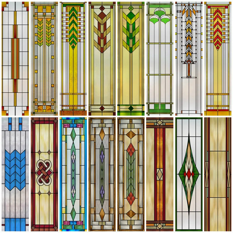 Custom Size Stained Glass Window Film Frosted Privacy Static Cling Retro Prairie Matte Door Sticker Bathroom Office Home Decor
