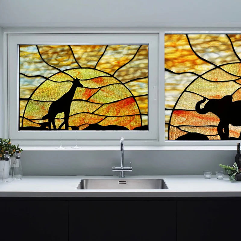 Custom Size Stained Glass Window Film Transom Frosted Glass Sticker Custom Size For Kitchen Room Door Bathroom Home Decor