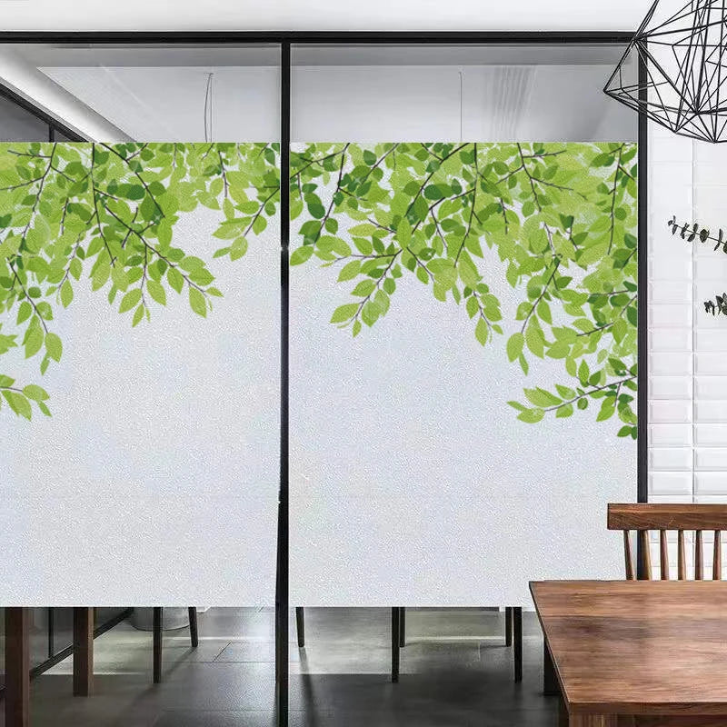Window Film Frosted Stained Glass Films,Customized Decor Design Leaf Static Cling Sticker,Home Decor Foil Window Treatment