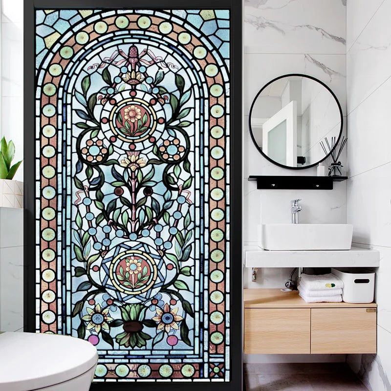 Window Film Frosted Stained Glass Films Church Static Cling Privacy Films Door Sticker Kitchen Office Home Decor Customized