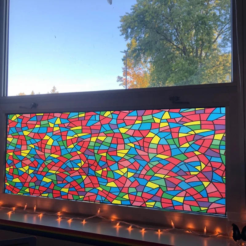 Stained Glass Films Window Film Self adhesive Frosted Opaque Privacy Glass Window Films Church Mosaic Pattern Stickers