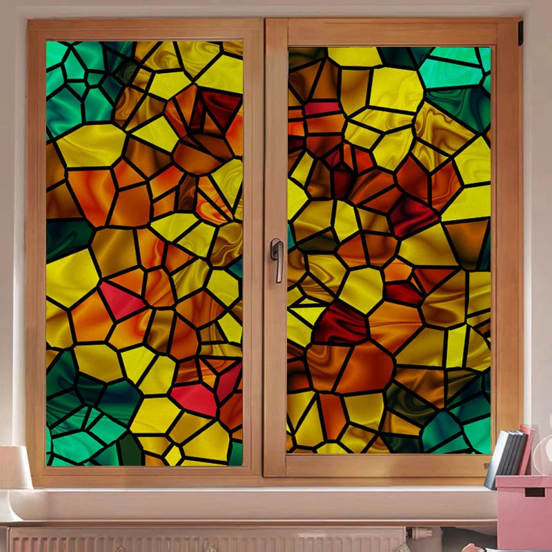 Window Film Stained Glass Films Frosted Privacy Static Cling Retro Stickers For Bathroom Cabinet Door Home Decor Skylight Covers