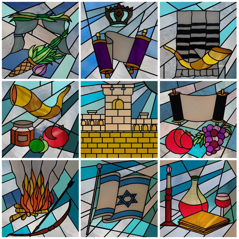 Custom size Window Film Stained Glass Films Square Window Sticker Retro Church Frosted Static Cling Home Decor for Glass Door