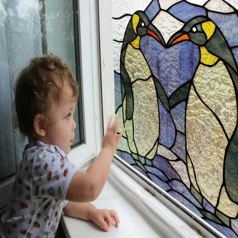 Window Film Frosted Stained Glass Films,Customized Art Deco Design Static Cling Door Sticker,Home Decor Foil Window Treatment