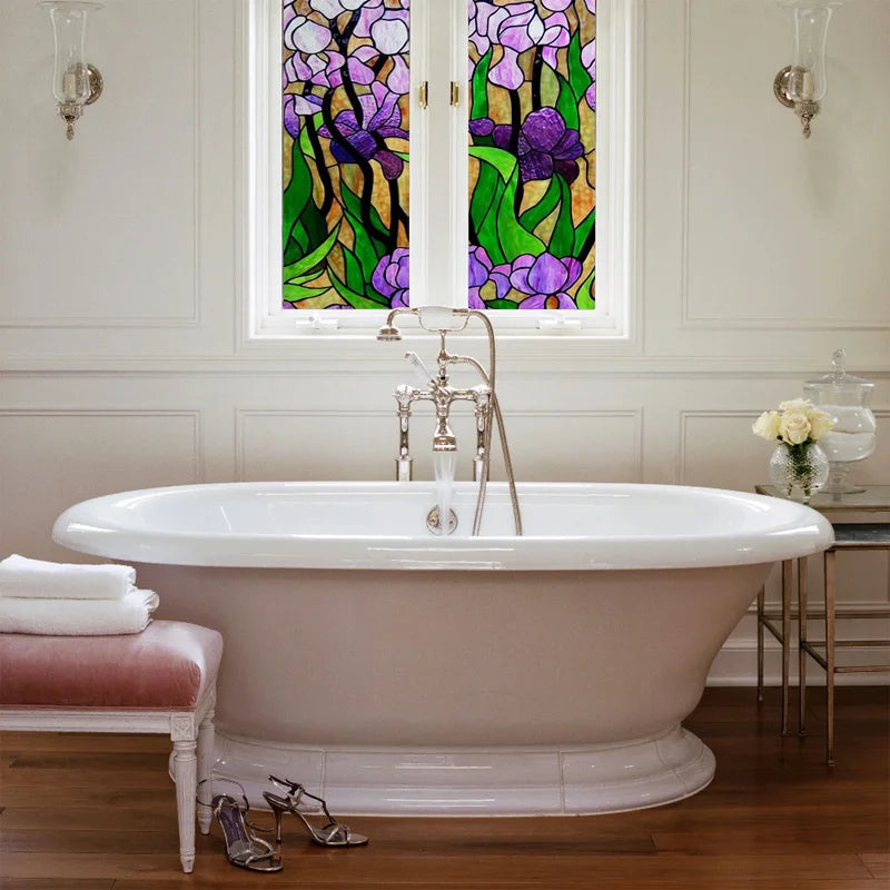 Custom size Glass Films,Stained Glass Stickers,Static Cling,Frosted Privacy Print Flowers For Window Door Home Decor