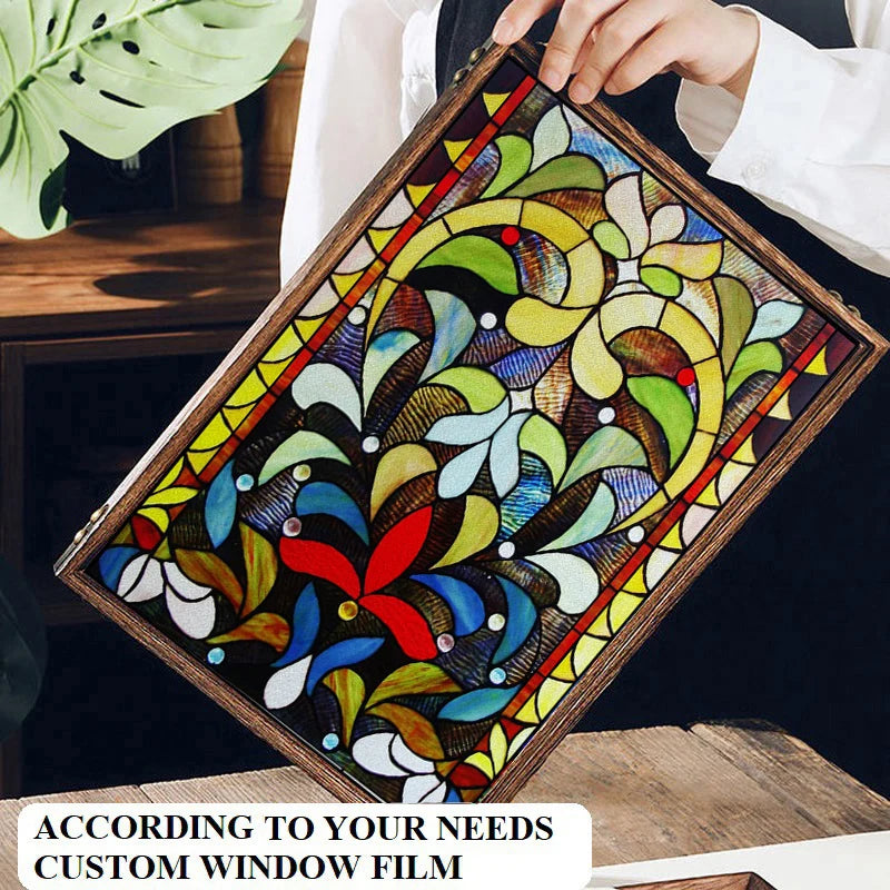 Customized Window Film Frosted Stained Glass Films,Static Cling Reusable Remove,Privacy Protection Door Sticker Home-Decor
