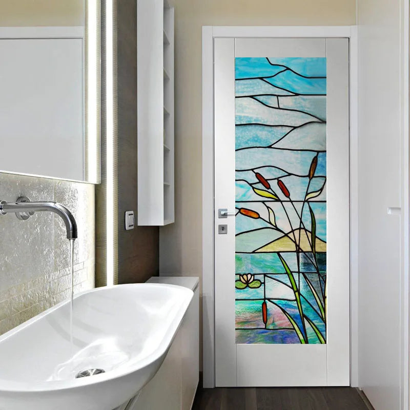 Custom size Window Film Stained Glass Films Frosted Privacy Retro European Church Style Colorful Door Sticker Shower Bathroom