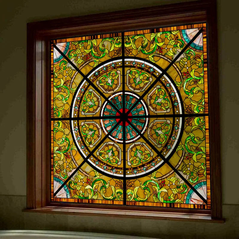 Custom size Window Film Stained Glass Films Square Window Sticker Privacy Frosted Static Cling Home Decal for Glass Door Office