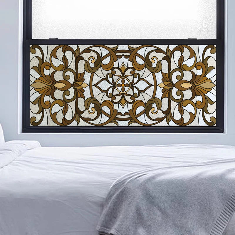 Window Film Frosted Stained Glass Films,Customized Privacy Static Cling,European style Sticker,For Office Home Bathroom Decor