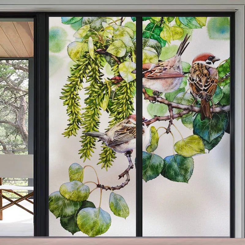 Window Film Frosted Stained Glass Films,Customized Decor Design Flower Static Cling Sticker,Home Decor Foil Window Treatment