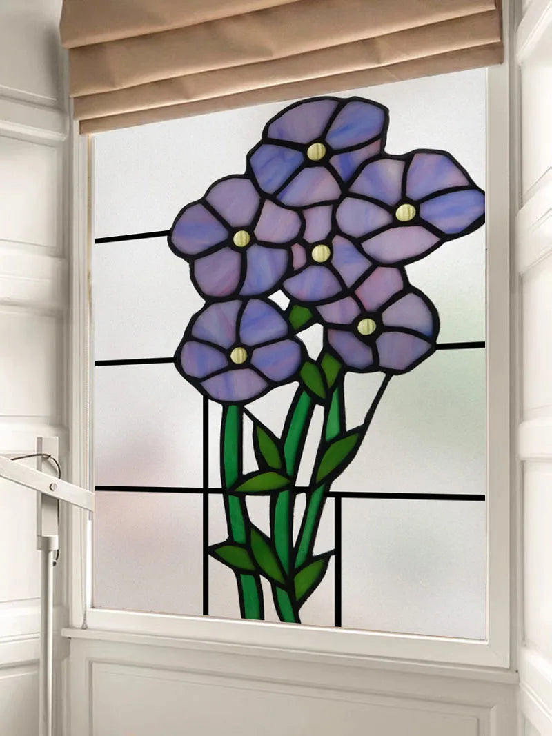 Window Film Frosted Stained Glass Films Customized Flower Rose Static Cling Sticker,Home Decor Foil Window Treatment