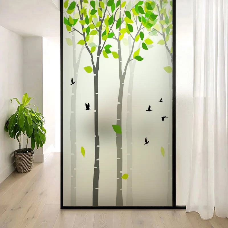 Window Film Frosted Stained Glass Films,Customized Decor Design Leaf Static Cling Sticker,Home Decor Foil Window Treatment