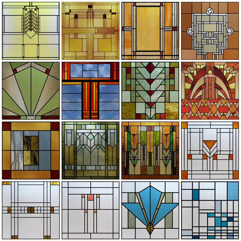 Custom size Window Film Stained Glass Decorative Window Sticker Privacy Frosted Static Cling Window Decal for Glass Door Office