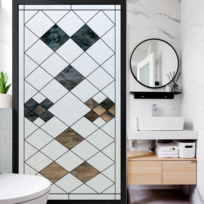 Custom Size Window Film Stained Glass Stickers Static Cling Frosted Privacy Classic Style Artworks For Window Door Home Decor