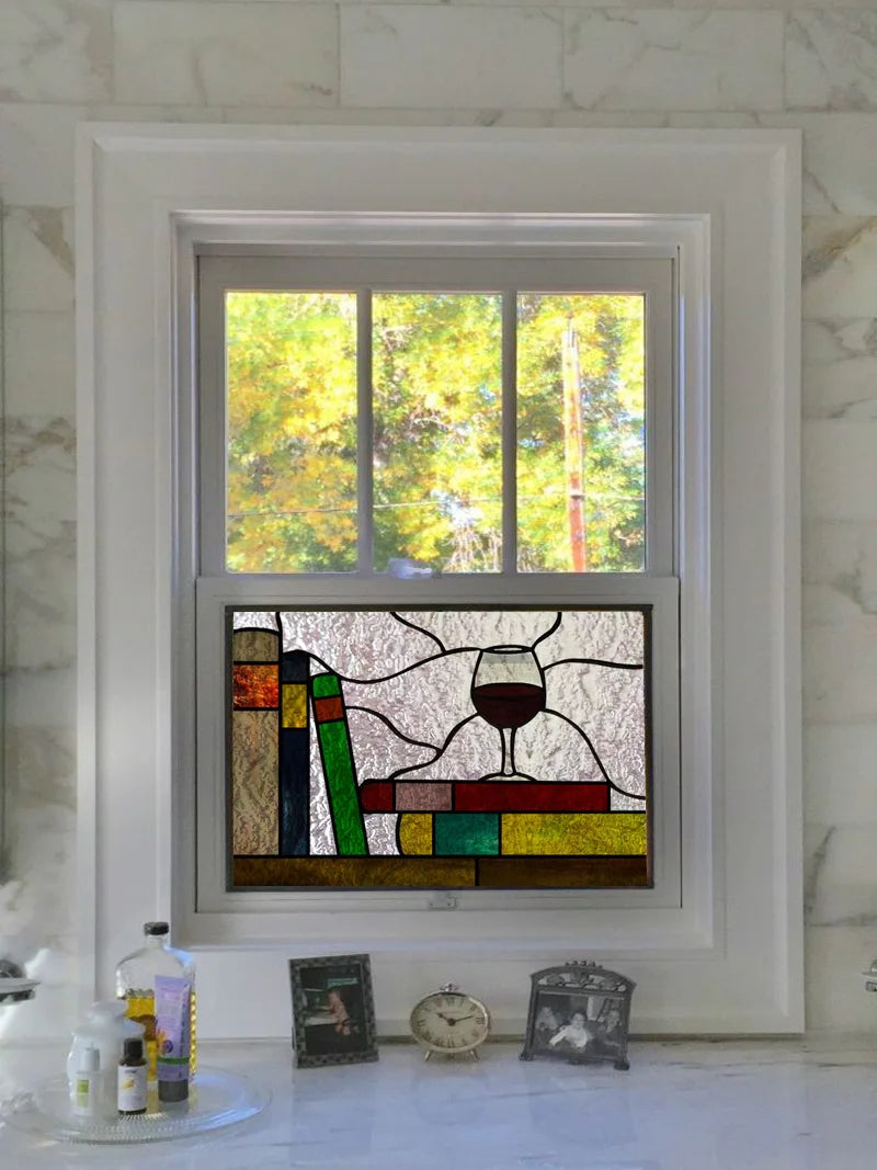 Custom size 3D Matte Window Film Stained Glass Decor Uv Window Sticker Privacy Frosted Static Cling Decal Book Pattern for Glass