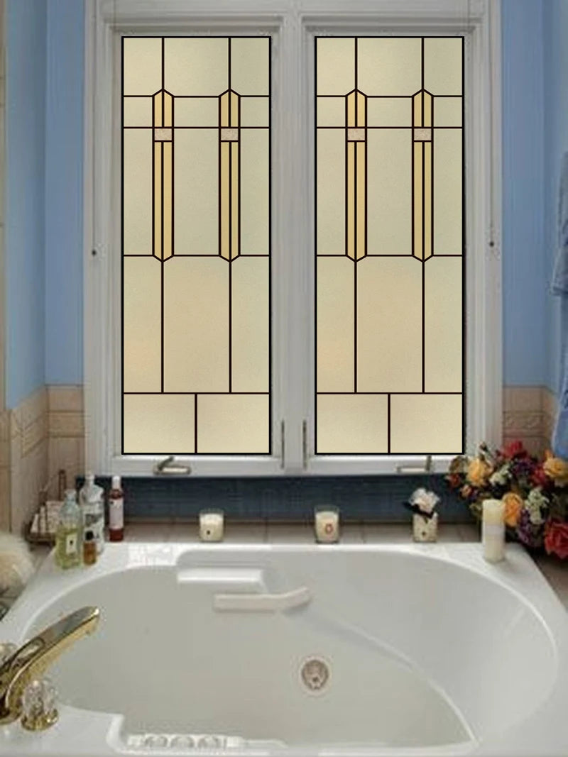 Customized Art Deco Stained Glass Films,Window film Church Static Cling,Privacy Retro Sticker,For Kitchen Office Home Decor