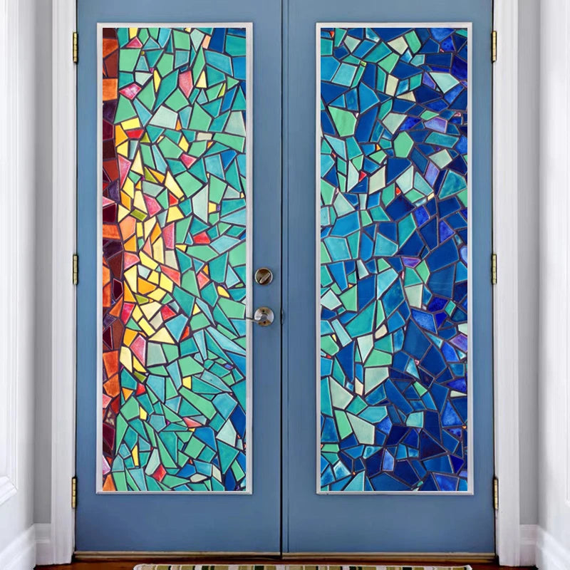 Window Film Frosted Stained Glass Films,Opaque Frosted Privacy Reusable Home-Decor Sun catcher Rainbow Color Window Covering