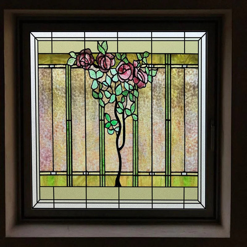 Window Film Frosted Stained Glass Films,Customized Art Design Leaf Tree Static Cling Sticker,Home Decor Foil Window Treatment