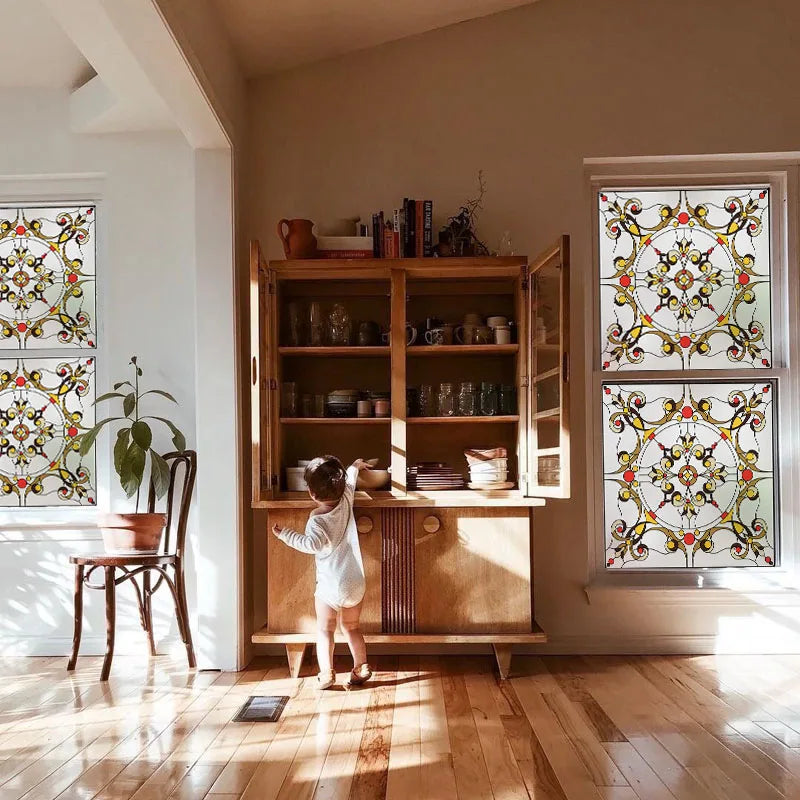 Custom size Window Film Stained Glass Films Square Window Sticker Privacy Frosted Static Cling Home Decal for Glass Door Office
