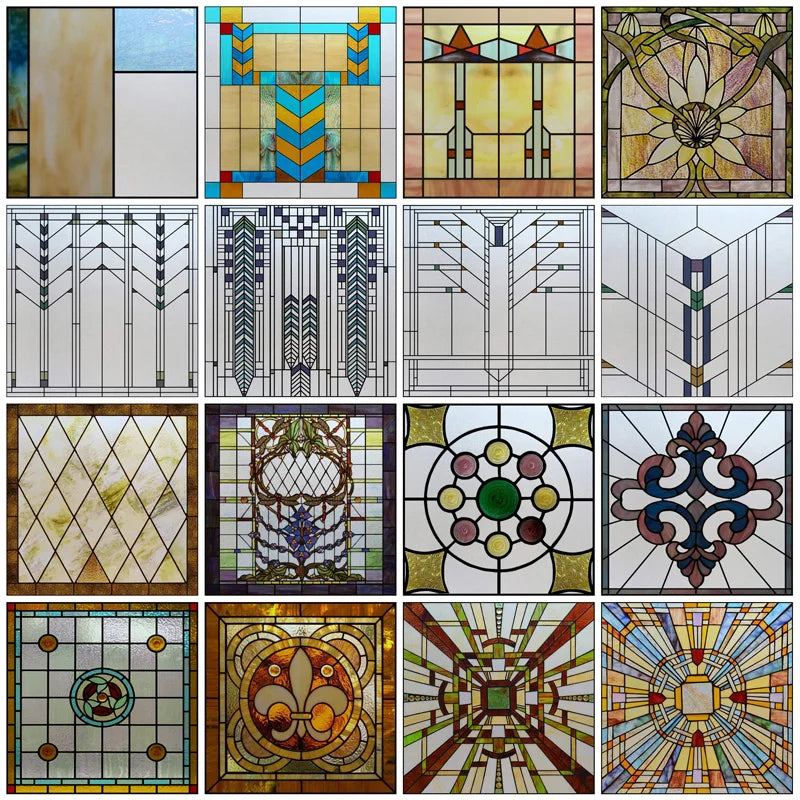 Custom size Window Film Stained Glass Decorative Window Sticker Privacy Frosted Static Cling Window Decal for Glass Door Office