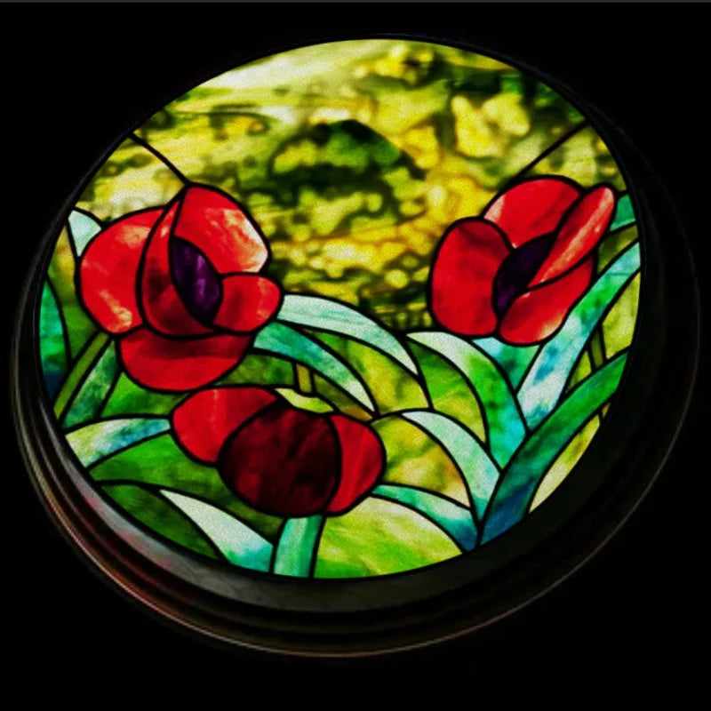 Customized Stained Glass Window Glass Films,Privacy Frosted Static Cling, Classic Pattern For Round Window Door Home Decor