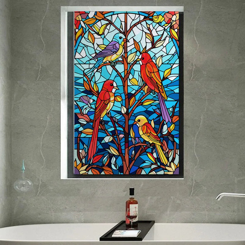 Custom size Glass Films,Stained Glass Stickers,Static Cling,Frosted Privacy Print Flowers For Window Door Home Decor