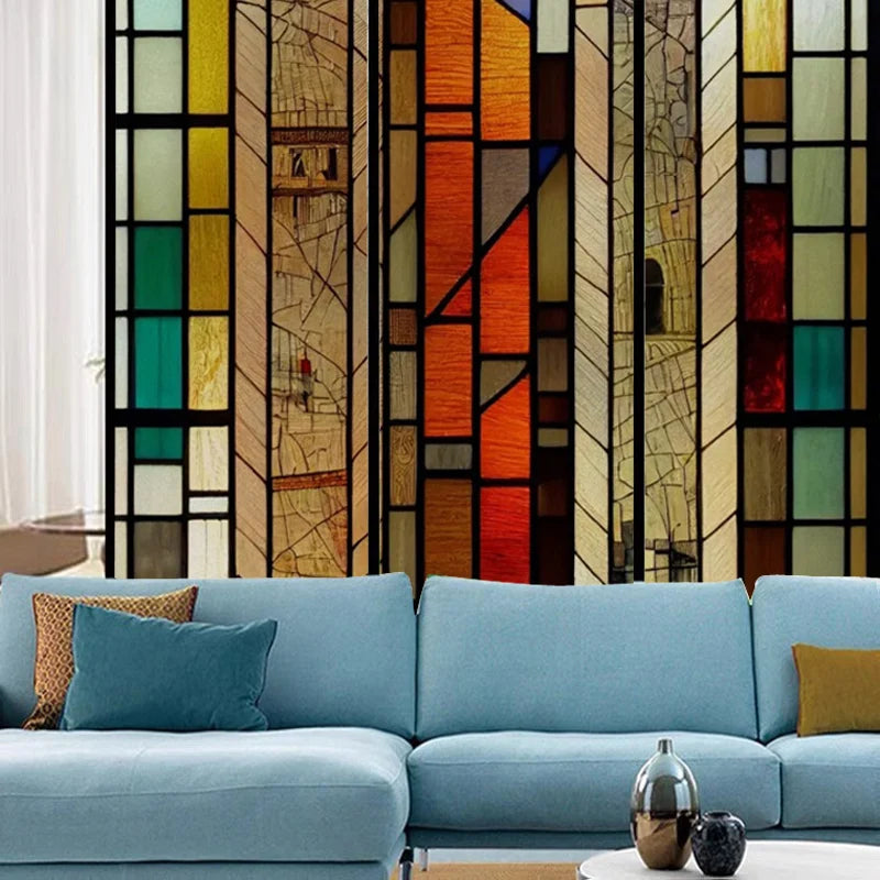Window Film Stained Glass Films Frosted Privacy Static Cling Retro Stickers For Bathroom Cabinet Door Home Decor Skylight Covers