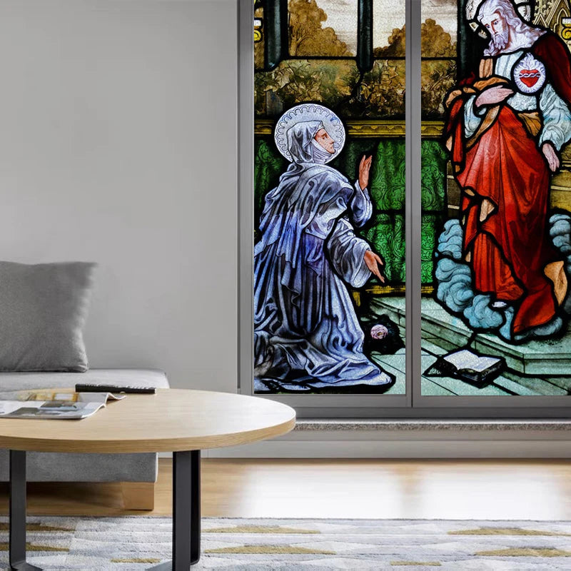 Custom size Window Film Stained Glass Films Jesus Christ Virgin Mary Window Sticker Paper Door Stickers Church Style