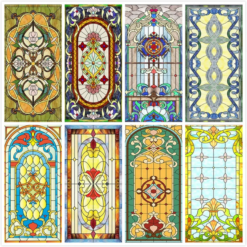 Custom size electrostatic frosted stained glass window film church home foil door stickers PVC self-adhesive window films